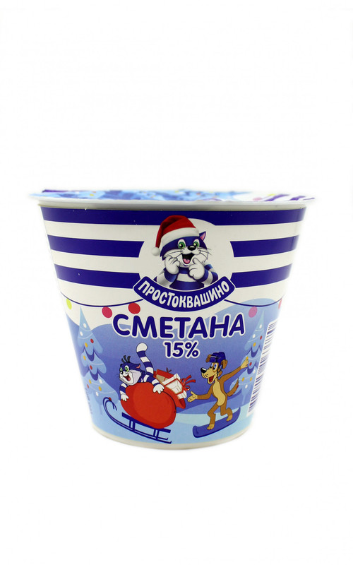 Сметана ПРОСТОКВАШИНО 15%, 190г, стакан пластиковий